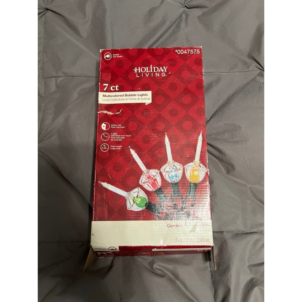 Holiday Living 7 Ct Multicolor Bubble Lights Christmas Stringβ Lights Tested Box